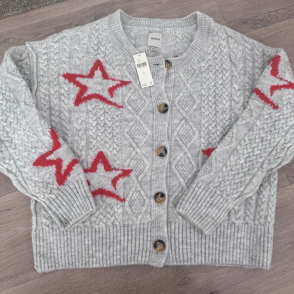 Anthropology cardigan star grey sweater